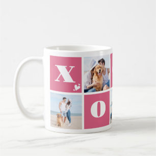 Caneca De Café Dia de os namorados XOXO Colagem de Fotos Moderna 