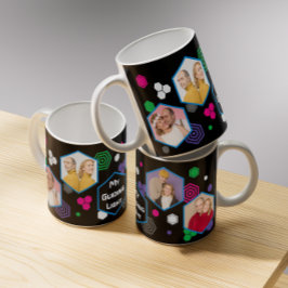 Caneca De Café Dia de os pais de Colagem de Fotos do Hexágono do