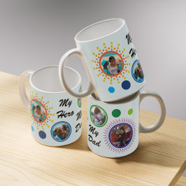 Caneca De Café Dia de os pais de Colagem de Fotos em Círculo Abst