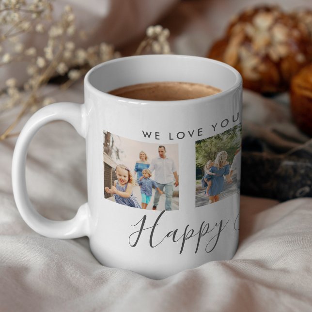 Caneca De Café Dia de os pais Feliz 4 Foto Personalizada Branca (Criador carregado)