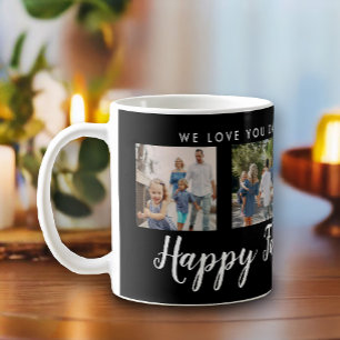 Caneca De Café Dia de os pais Feliz 4 Foto Personalizada Preta