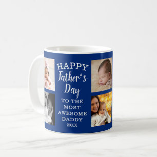 Caneca De Café Dia de os pais feliz Pai incrível de 8 fotos azul