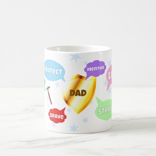 Caneca De Café Dia de os pais Melhor Pai Palavras Nuvens Rei Coro (Centro)