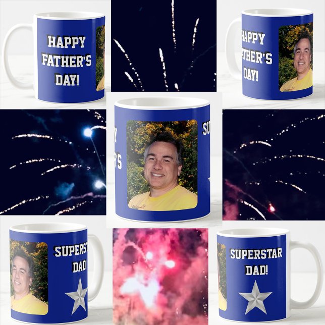 Caneca De Café dia de os pais "Pai Superstar" Azul/Cinza (Criador carregado)