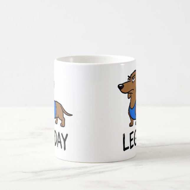Caneca De Café Dia de Perna Dachshund Humor de Academia Cachorro  (Centro)