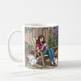 Caneca De Café Dia de Relaxamento | Mulheres com café, gatos e pl
