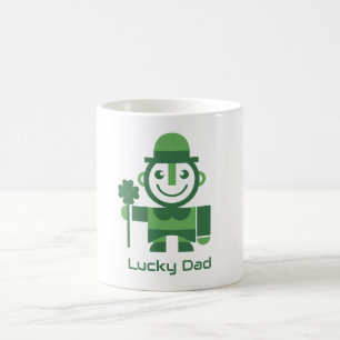 Caneca De Café Dia de São Patrício com Leprechaun Sortudo minimal