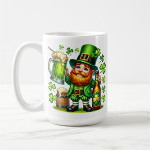 Caneca De Café Dia de São Patrício Desenho de Cerveja do Leprecha