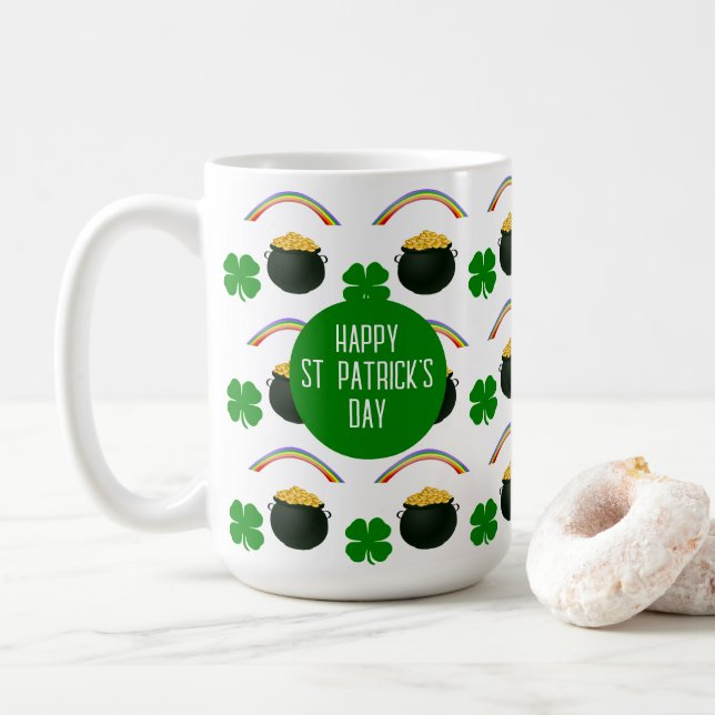 Caneca De Café Dia de São Patrício irlandês de café Mug (Com Donut)
