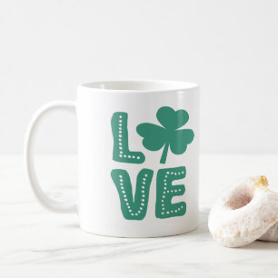 Caneca De Café Dia de São Patrício Irlandês Shamrock Love