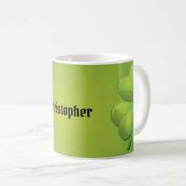 Caneca De Café Dia de São Patrício Irlandês Verde Trevo Personali