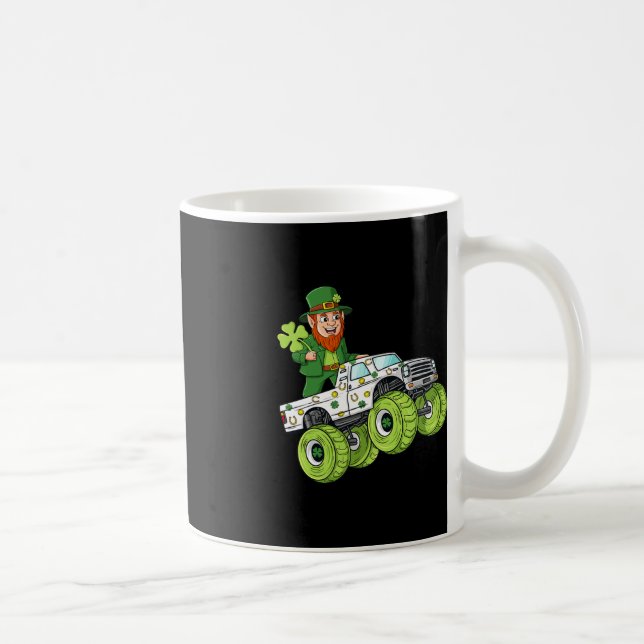 Caneca De Café Dia de São Patrício Leprechaun Monster Truck (Direita)
