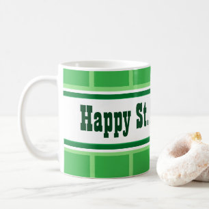 Caneca De Café Dia de São Patrício Listrado Verde Feliz Fofo