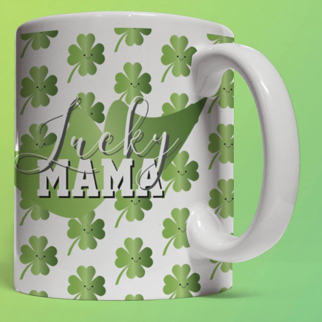 Caneca De Café Dia de São Patrício Mãe Sortuda (Criador carregado)