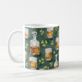Caneca De Café Dia de São Patrício Padrão de Uísque e Trevos