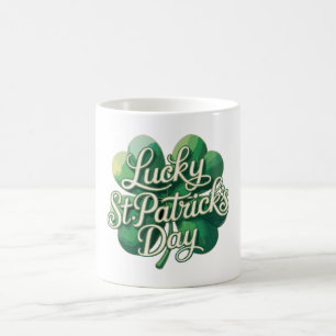 Caneca De Café Dia de São Patrício Sortudo Tipografia Vintage