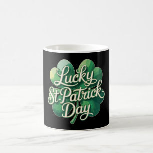 Caneca De Café Dia de São Patrício Sortudo Tipografia Vintage Qua