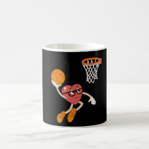 Caneca De Café Dia de São Valentim Coração Afundando Basquetebol