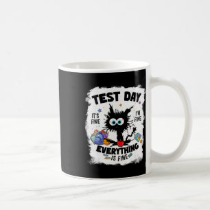 Caneca De Café Dia de Teste Gato Estressado Divertido Professor A