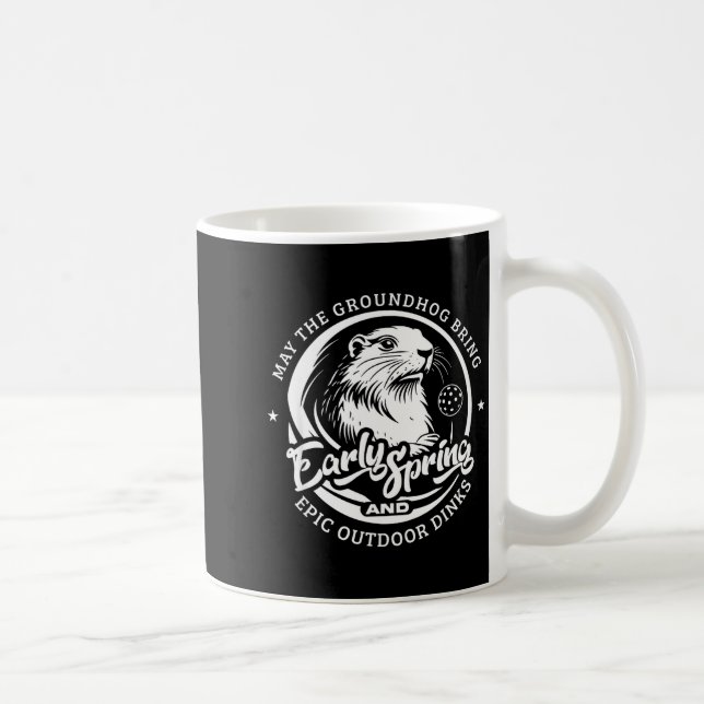 Caneca De Café Dia Divertido dos Marmotas Início da Primavera par (Direita)
