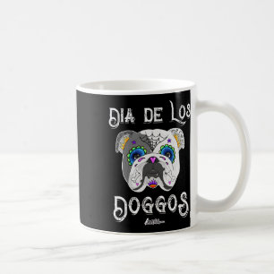 Caneca De Café Dia do Bulldog Do Halloween Do Crânio Do Açúcar Mo