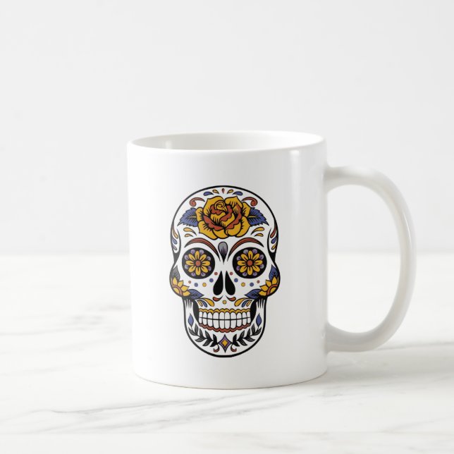 Caneca De Café Dia do crânio mexicano dos mortos (Direita)
