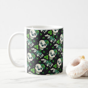 CANECA DE CAFÉ DIA DO LEPRECHAUN MORTO, RUA. PADDY'S DAY SKULL