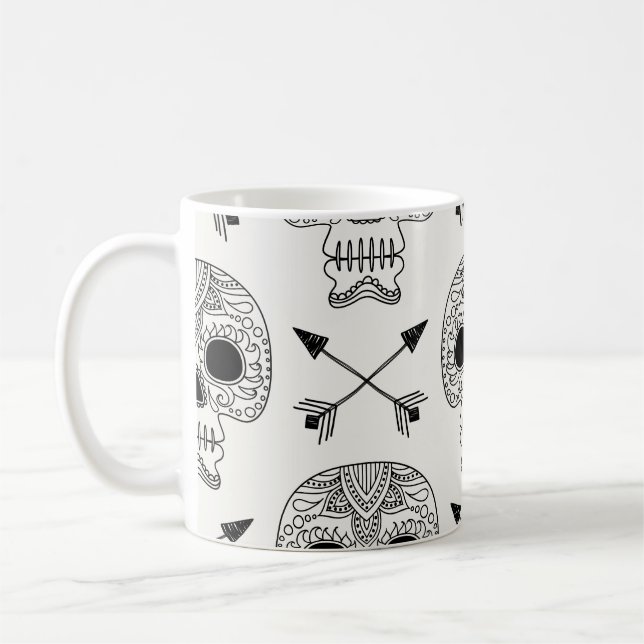 Caneca De Café Dia do Morto do Crânio Mexicano (Esquerda)