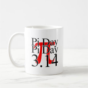 Caneca De Café Dia do Pi 3.14 Preto e Vermelho
