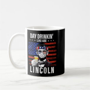 Caneca De Café Dia dos Homens Bebendo como Abe Lincoln 4 de Julho