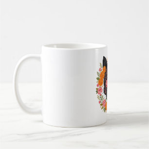 Caneca De Café Dia dos Mortos Caveira de Gato Preto Crânio Flor d