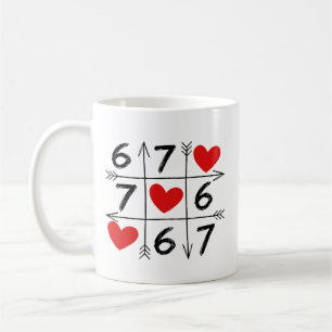 Caneca De Café Dia dos Namorados 67 Seis Sete Meme Amor 6 7 Coraç