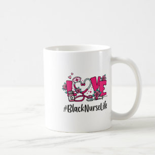 Caneca De Café Dia dos Namorados Amor Enfermeira Preta Coração de