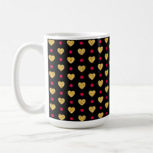 Caneca De Café Dia dos Namorados Corações de Ouro Padrão-23655