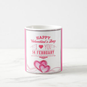Caneca De Café Dia dos namorados feliz cor-de-rosa romântico