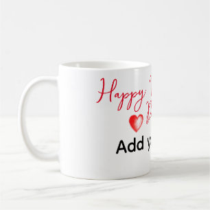 Caneca De Café Dia dos Namorados Felizes do Coração Vermelho dia