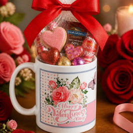 Caneca De Café Dia dos Namorados Floral e Borboleta Encantador