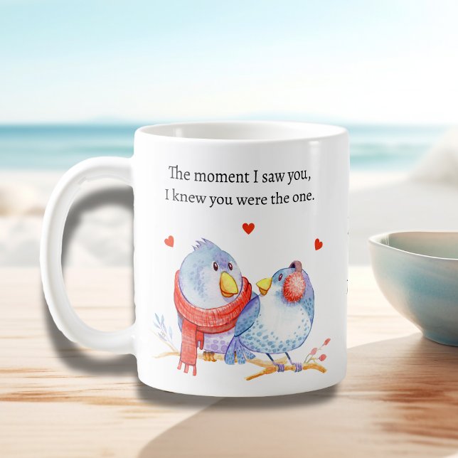 Caneca De Café Dia dos Namorados Pássaros Românticos Fofos (Criador carregado)