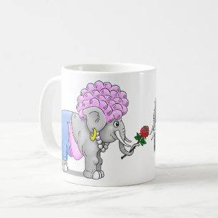 Caneca De Café Dia dos Namorados Romântico dos Elefantes