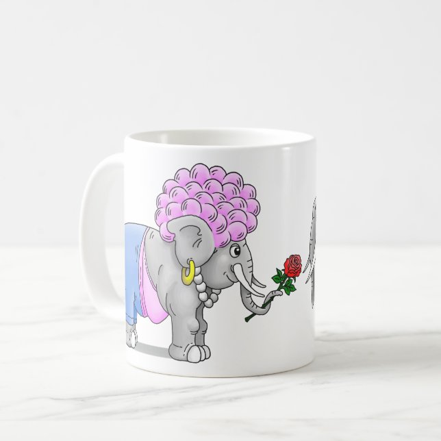 Caneca De Café Dia dos Namorados Romântico dos Elefantes (Frente Esquerda)