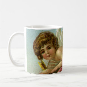 Caneca De Café Dia dos Namorados Vitoriano Anjos Coração Rosa Vin
