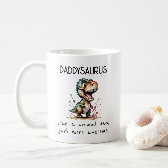 Caneca De Café Dia dos Pais Cute Daddysaurus (Com Donut)