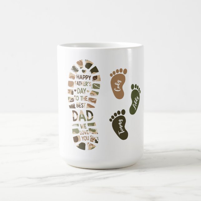 Caneca De Café Dia dos Pais Design de Pegada Camuflada (Centro)