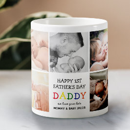 Caneca De Café Dia dos Pais pela Primeira Vez Papai | Colagem de 