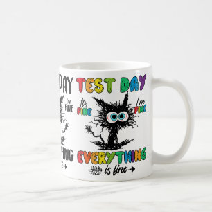 Caneca De Café Dia Engraçado Professor de Gato Estressado Estudan