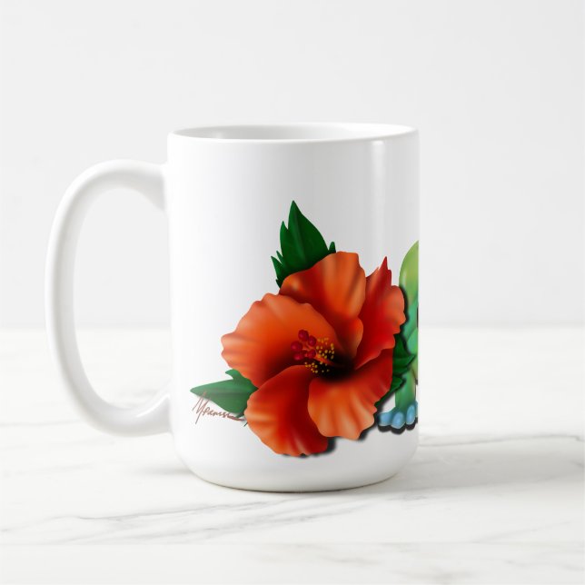 Caneca De Café Dia Gecko com Hibiscus (Esquerda)