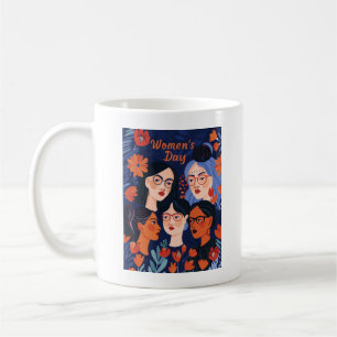 Caneca De Café Dia Internacional da Mulher Floral Azul