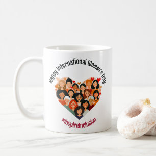 Caneca De Café Dia Internacional da Mulher IWD março 8 Coraçã