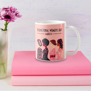 Caneca De Café Dia Internacional da Mulher: Mulheres Globais Rosa
