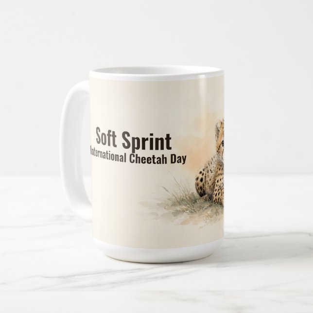 Caneca De Café Dia Internacional do Guepardo Soft Sprint (Frente Esquerda)